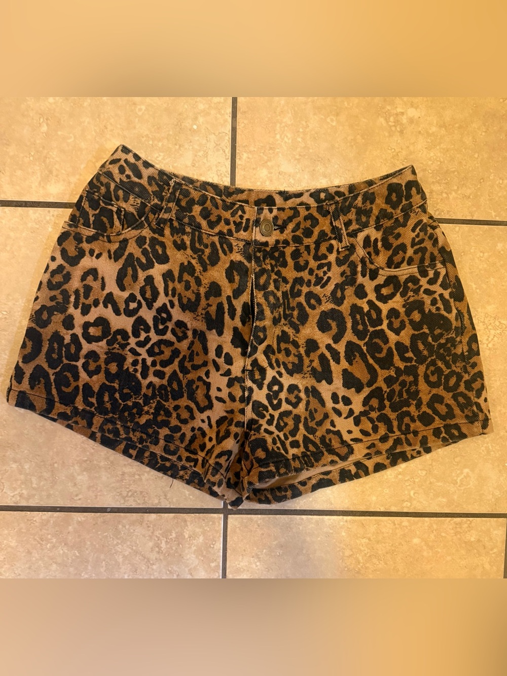 Cider Leopard-Print Denim Shorts - Brown & Black